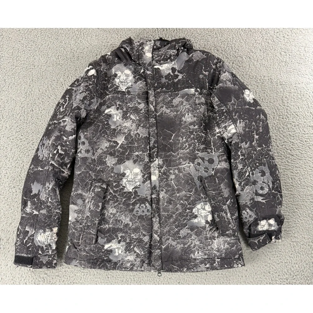686 Defender Insulated Jacket Youth Boys‎ XL Black Skull Print Snowboard Ski
